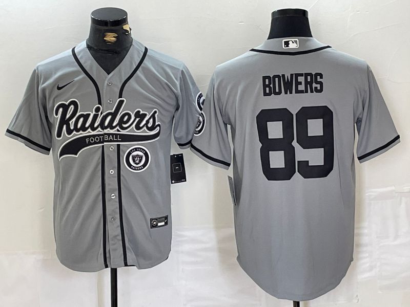 Men Oakland Raiders #89 Bowers Grey Joint Name 2024 Nike Limited NFL Jersey style 3->new york yankees->MLB Jersey